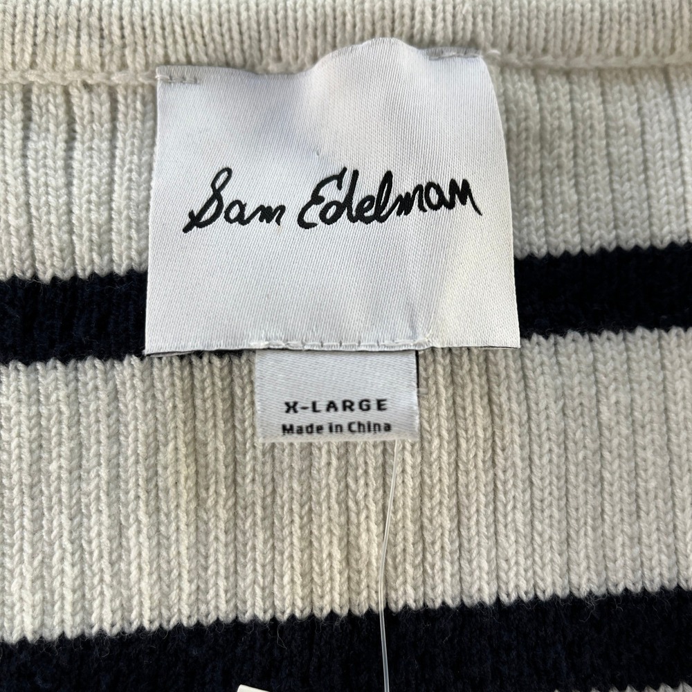 Anthropologie Winnie Sweater Vest XL Navy White NEW Gold Parisian Old Money - Picture 6 of 11